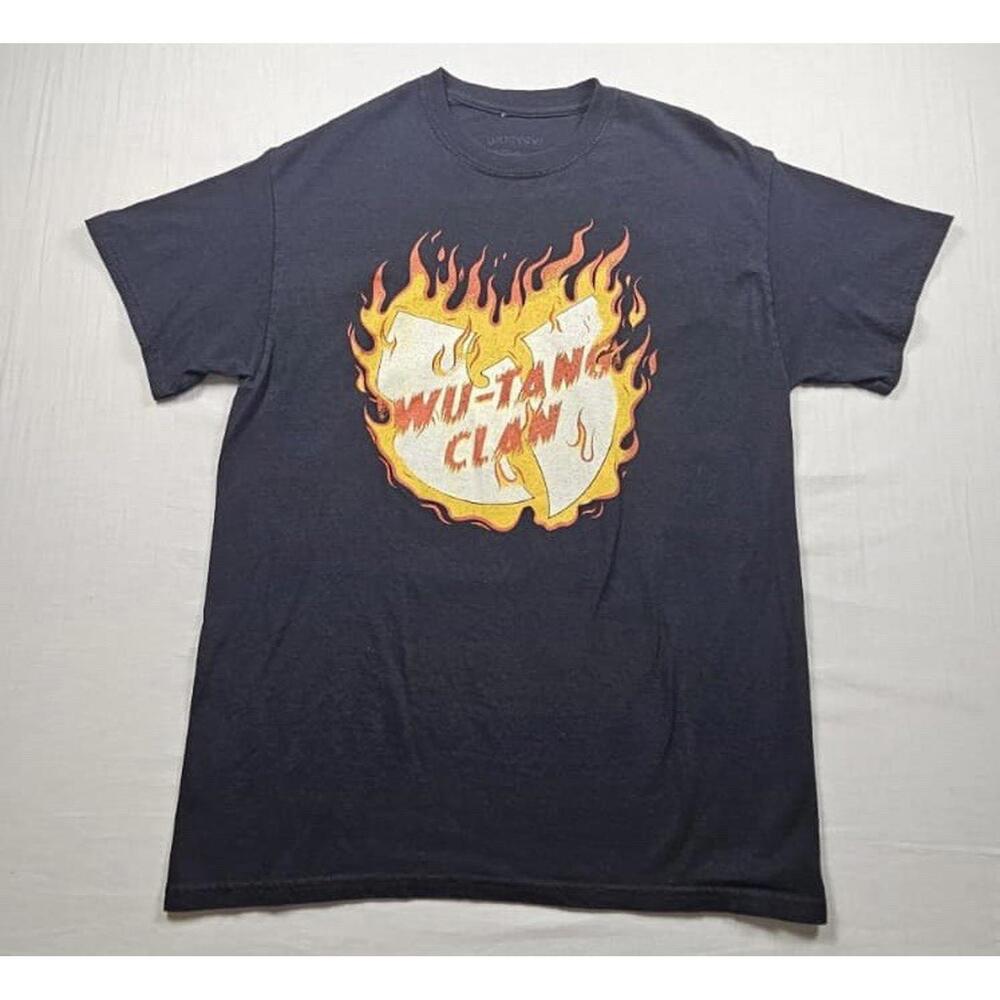 Vintage Wu Tang Clan Flames Logo Hip Hop‎ Rap Tee Black Y2K T Shirt Size Medium